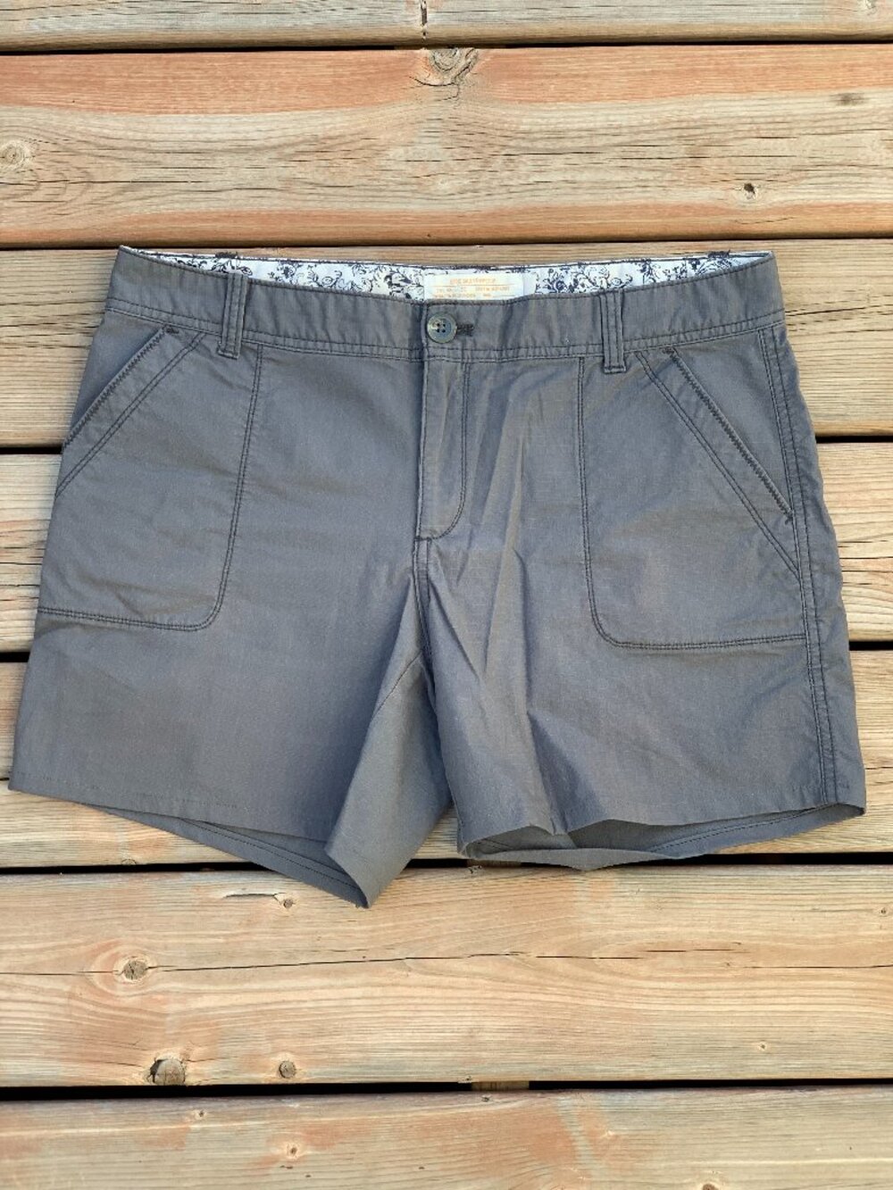 Vintage Eddie Bauer Ripstop Shorts Womens 10 Gray Cotton Stretch Gorpcore Hiking